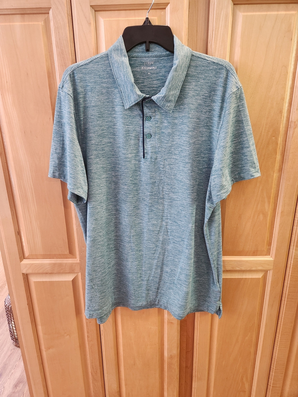 J. Crew Men’s Heathered Performance Teal Polo Shirt